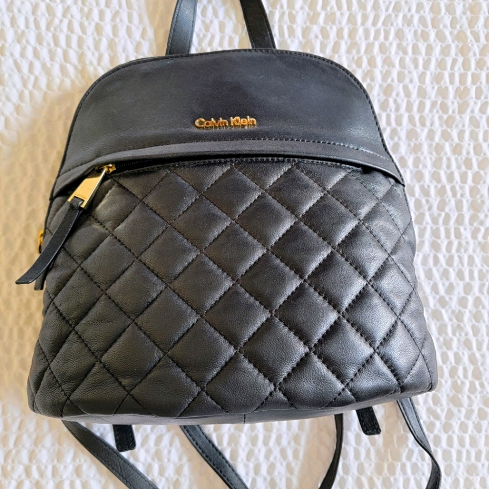 Calvin Klein Leather Crisscross Backpack Purse